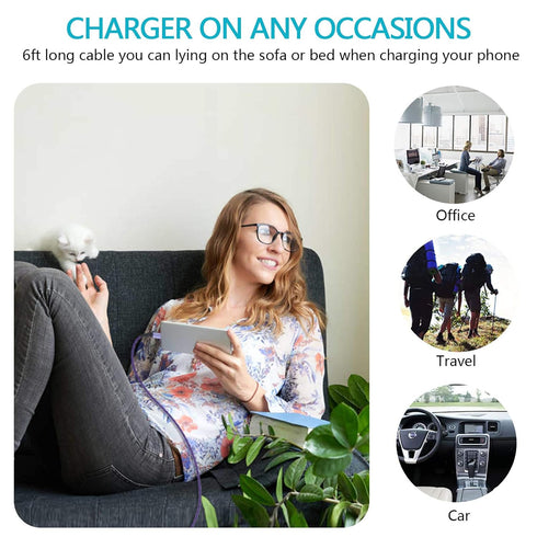 Fast Charging C Charger Cable 4-Pack for Samsung Galaxy S24+, S23 Ultra, Note 21/20, Google Pixel 5, and more.