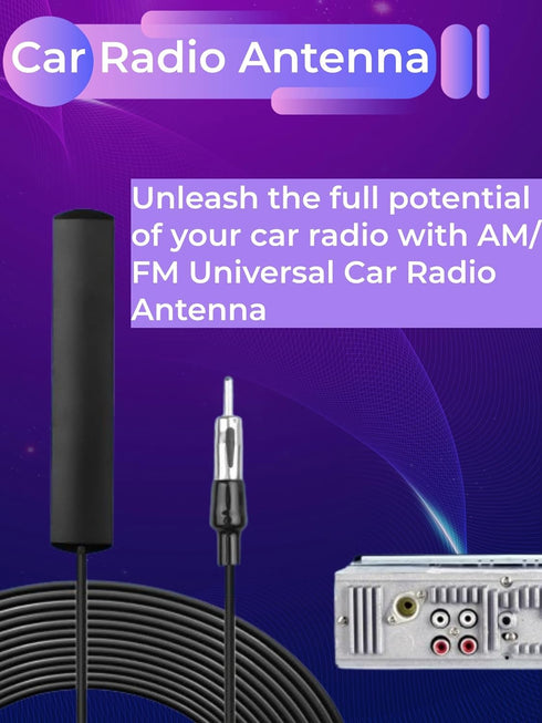 Universal Car Radio Antenna - Hidden Adhesive Mount Patch for FM AM Stereo Media Receiver Player