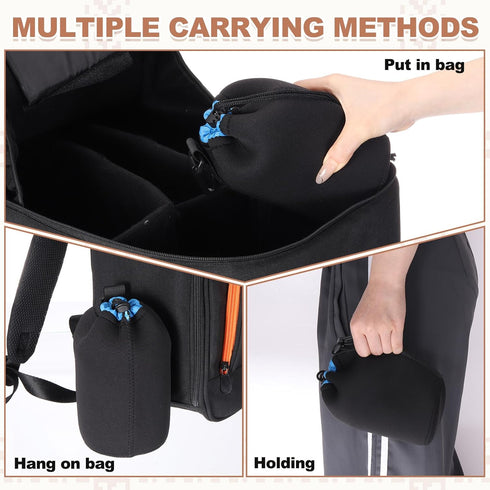 2 4" 10" PATIKIL Pcs Camera Lens Pouch, ID x H Drawstring Lens Pouch Protective Camera Lens Case Bag Soft Plush