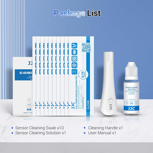 Upgraded Camera Sensor Cleaning Kit with Built-in Light Cleaner Handle & 10PCS 24MM Sensor Cleaning Swabs