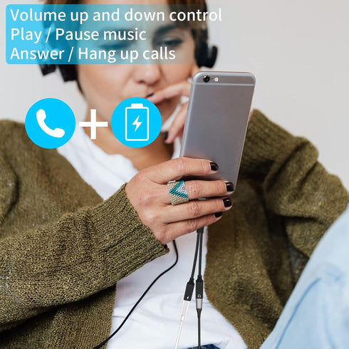 USB C Splitter, Dual USB C Headphone and Charger Adapter, 2-in-1 Type C Audio and PD 60W Fast Charging for USB C