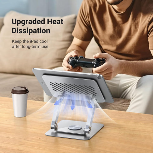 UGREEN 360 13 12 11 5 4 3 Tablet Stand Holder for Desk with Rotating Base Aluminum Dual Rod Support Adjustable Home
