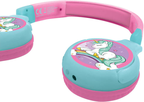 Lexibook Unicorn 2-in-1 Bluetooth Headphones for Kids - Stereo Wireless Wired, Kids Safe, Foldable, Adjustable, HPBT010UNI, Pink, 16.5 x 8 x 18.5 cm