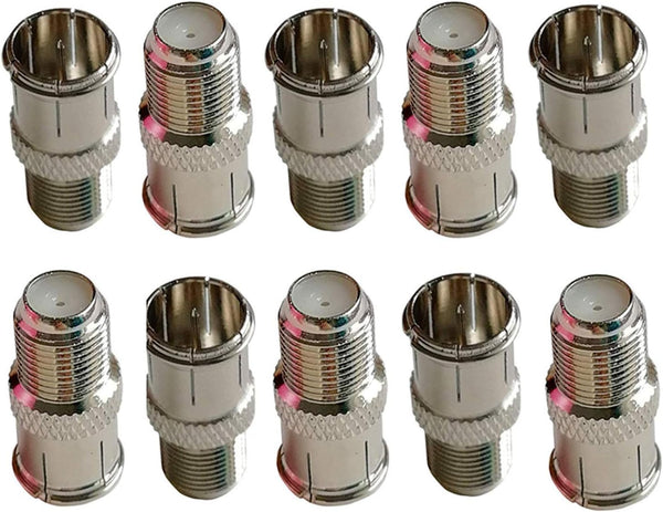 iMBAPrice (10 Pack) F-Jack to F-Quick Push On Plug F-pin Coaxial Quick Connect Adapter