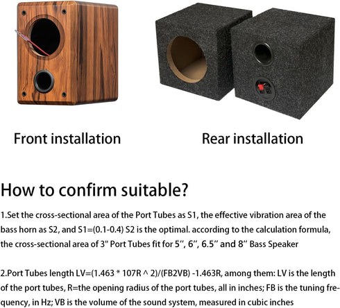 Speaker Cabinet Port Tubes for PA/DJ Speaker Cabinets, Subwoofer Bass Reflex Tube, 3" Diameter, 3" Length - 2Pack