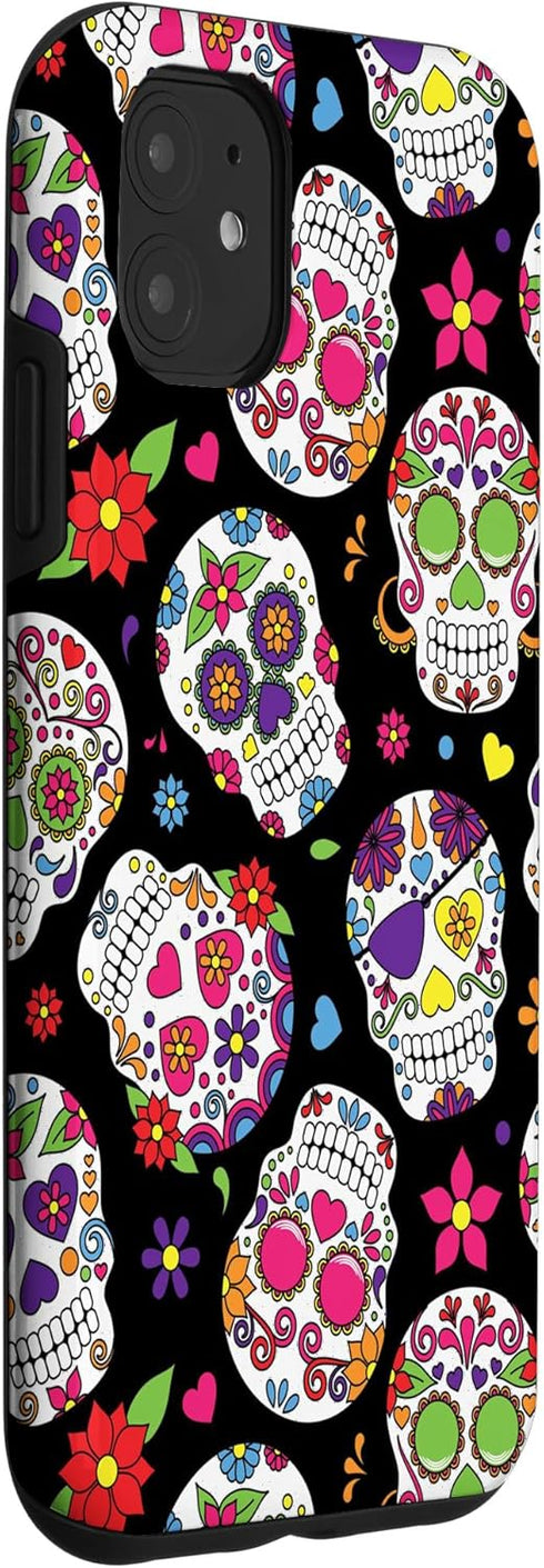 Dead Sugar Skulls Case for iPhone 11, Sugar Skull Day Of The Dead Design