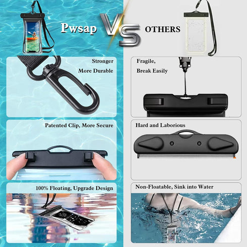 7.0" Universal Waterproof Phone Pouch, Floating Cellphone Dry Bag Case with Lanyard, IPX8 Waterproof for iPhone