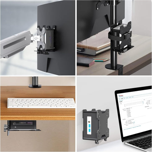Pholiten Adjustable Thin Client Mini PC Mount Bracket, CPU VESA Under Desk and Monitor Arm Computer Holder