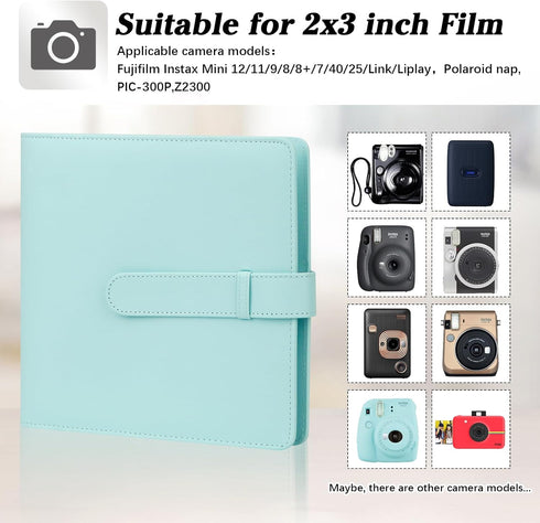 360 Pockets Photo Album for Fujifilm Instax Mini 12 11 9 99 8 40 Evo Instant Camera, For Polaroid Snap/PIC-300/Z2300/ SocialMatic Instant Cameras & Zip Instant Printer(Green) by Ruibytree