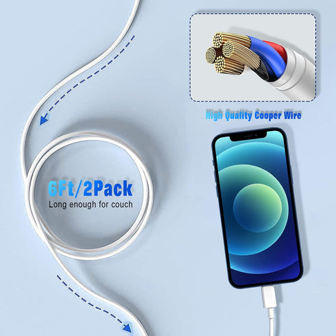 Hi-Mobiler iPhone Charger 2-Pack: MFi Certified 10FT Lightning Cable for Fast Charging & Data Sync, Compatible with