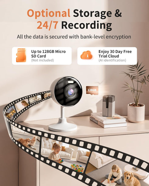 Techage 2K 5G 2.4G 2-Way 24/7 IP65, K07-2P Cameras for Home Security, & WiFi Security Camera Indoor Outdoor for Baby