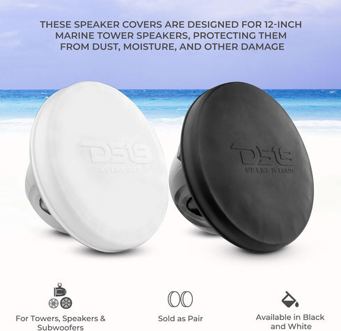 DS18 Hydro CS-12/WH 12" Silicone Marine Speaker Cover, Sun, Water, Dust Protection, Special Edition (Pair)