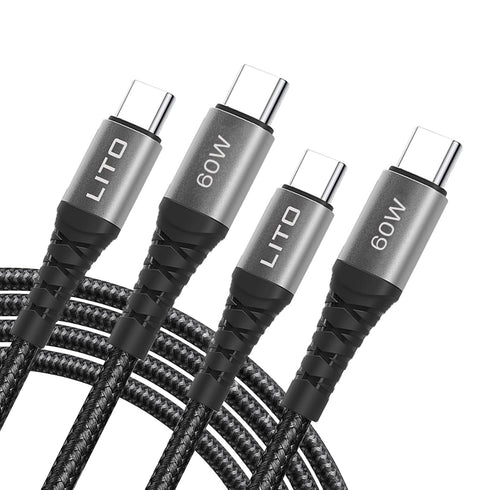 LITO 2-Pack USB C to USB C Cable 3.3FT, 60W PD Fast