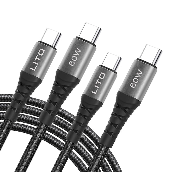 LITO 2-Pack USB C to USB C Cable 3.3FT, 60W PD Fast