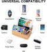 Charging Station Organizer, Fast Charging Station for Multiple Devices, 5-Port USB Bamboo Wood Charging Dock, Universal