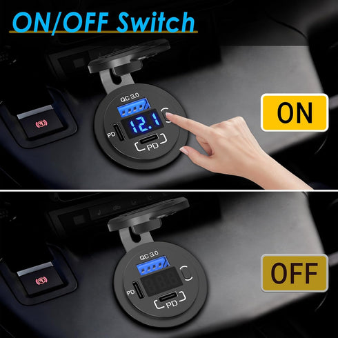 96W USB 12V Outlet 3 Port with 2 Type C Cable: Multi USB C Car Charger Adapter Dual PD30W & QC3.0 Auto Cigarette