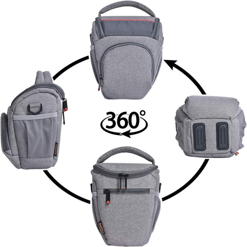 FOSOTO Compact DSLR Camera Bag, Shoulder Crossbody Case for Canon & Nikon with Waterproof Rain Cover