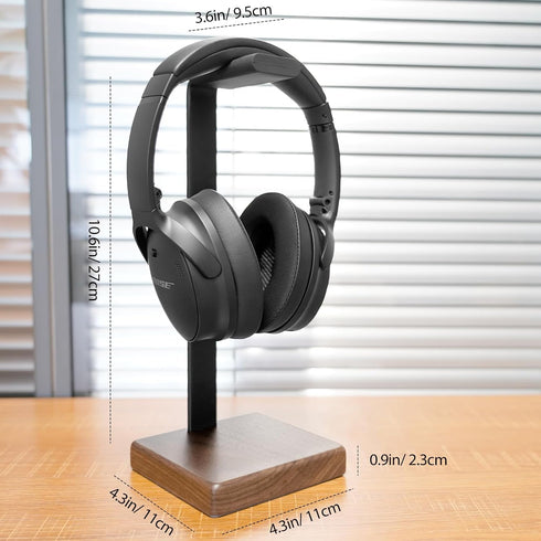 Wooden Headphone Stand for Desk, Airpods Max Holder with Square Design