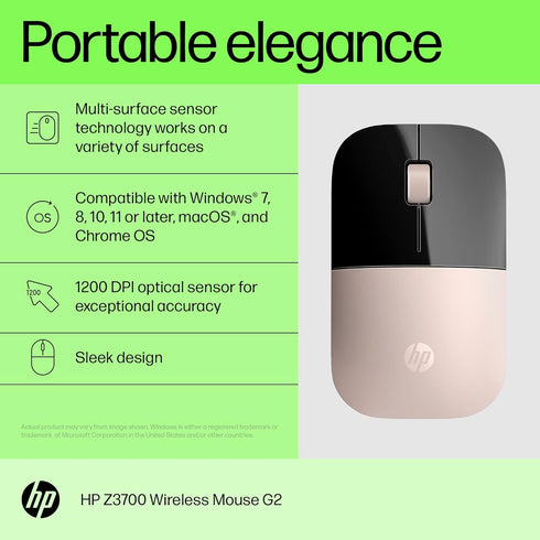 HP Z3700 G2 Wireless Mouse - Elegant Pale Rose Gold Design