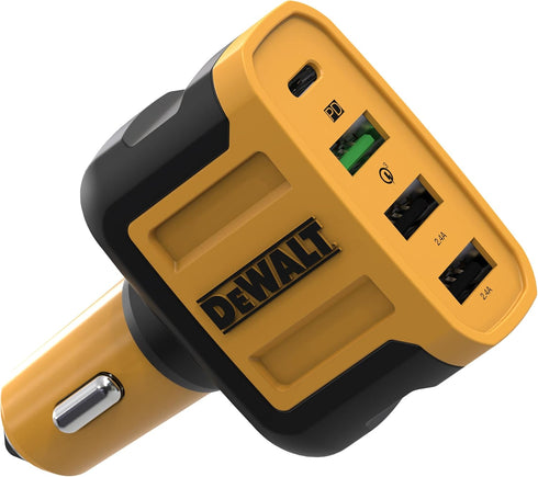 DEWALT 60W USB C Car Charger, 4 Port Fast Adapter, PD Type C Compatible with iPhone 15/Samsung, Cigarette Lighter