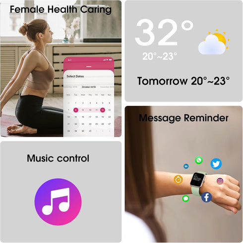 Smart Watch, Fitness Tracker with Heart Rate Monitor, Blood Oxygen, Sleep Tracking, 41mm 5ATM Waterproof for Men Women