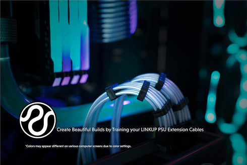 LINKUP 30cm 8P(6+2) GPU PSU Cable Extension - 18AWG Oxygen Free Copper Teflon Jacket, Custom Mod GPU PC, Silver