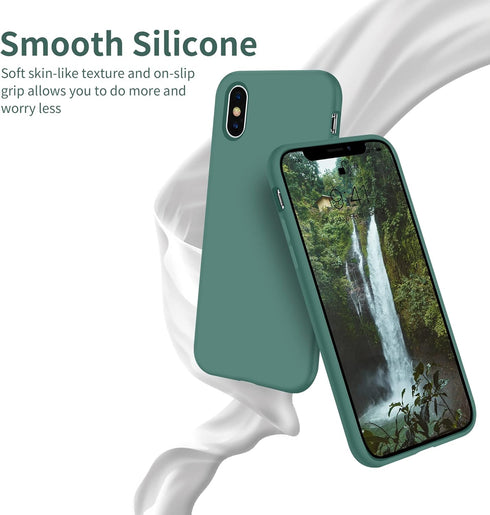 OTOFLY Compatible with iPhone X Case - Ultra Slim Fit Liquid Silicone Case with Full Body Protection, 5.8 inch (Pine