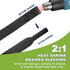 Tsmhisd 2:1Heat (3/8"-25ft) Shrink Wire Loom Braided Cable Sleeves,Heat Resistant Fabric Woven Shrink Tubing Wiring