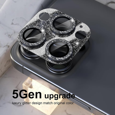 Choiche Compatible iPhone 16 Pro/iPhone 16 Pro Max Camera Lens Protector, Bling Cover with 9H Tempered Glass
