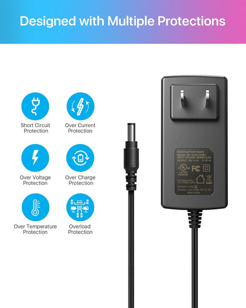 ZOSI DC 12V 1A 1000mA US CCTV Power Supply Adapter, 3m Long Power Cords for Home Security Camera