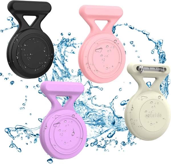 4 Pack Airtag Holder for Kids, Waterproof Silicone GPS Tracker Case with Invisible Pin Compatible with Apple Airtag