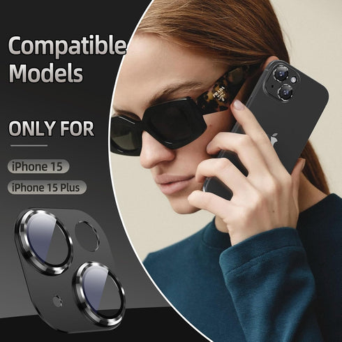 AFARER 2024 Camera Lens Protector for iPhone 15/iPhone 15 Plus, Upgraded 3D Metal Anti-Scratch with 9H Tempered Glass