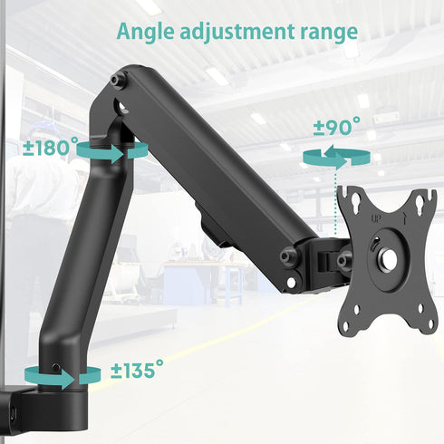 Height Adjustable Pole Mount Monitor Arm for 17"-27" Screens, VESA 75x75 and 100x100, Holds up to 15.4 lbs