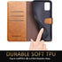SUANPOT Leather Wallet Case for Samsung Galaxy A71 5G, RFID Credit Card Holder Flip Folio Cover, Light Brown