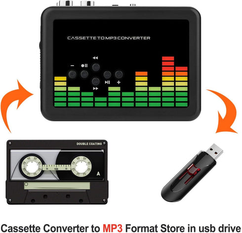 BlumWay Cassette MP3 Cassette MP3 Cassette USB to Converter, Portable Tape Player to Format, Audio Music Tape