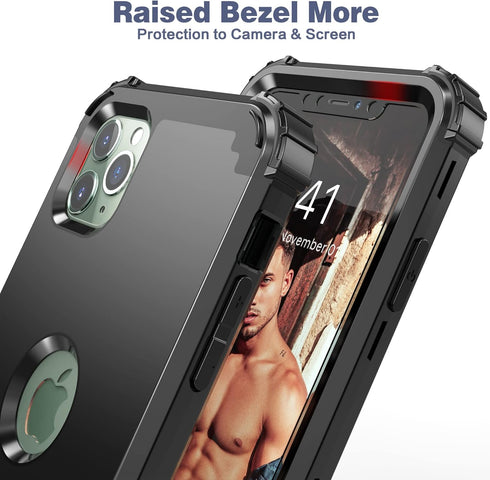 IDweel iPhone 11 Pro Max Case with Tempered Glass Screen Protector, Hybrid 3 in 1 Shockproof Slim Heavy Duty Cover