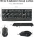 Wired Keyboard and Mouse Combo, 104 Keys Full-Size Ergonomic Computer Keyboard with Palm Rest, USB Plug-and-Play, Black
