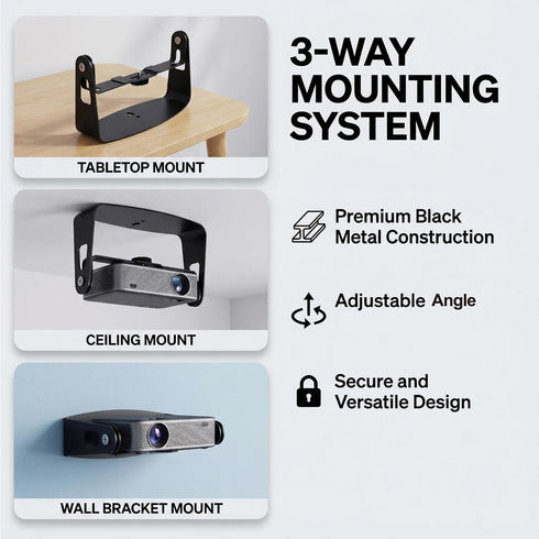 DAWASAPAT 1/4" Setup MINI Tabletop Projector Holder Mount with Screw & Cable Ties, Easy Stand for Most Projectors