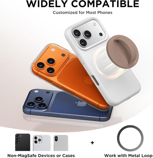 HSAOHD 17/16/15/14/13/12 Magnetic Phone Grip Ring, Compatible with MagSafe, Upgraded Liquid Silicone for Secure