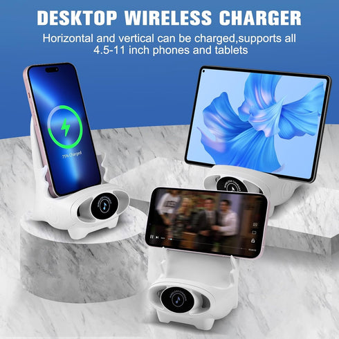 2024 New Mini Chair Wireless Charger, 3 in 1 Multifunctional Phone Holder with Speaker Function, Fast Charger for All