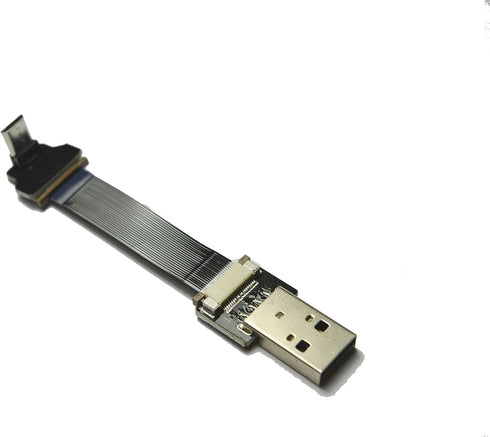 Short Micro USB Flat Slim Thin Ribbon FPC Cable Micro USB 90 Degree Angle to Standard USB A for Charging and Sync