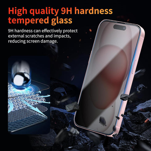 Privacy Screen Protector for iPhone 15/iPhone 15 Pro 6.1 Inch, 3 Pack, Tempered Glass Film Anti-spy