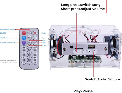 MiOYOOW DIY Bluetooth-Compatible Speaker Kit with LED Flashing Light, DIY Electronics Soldering Project, USB Mini Home