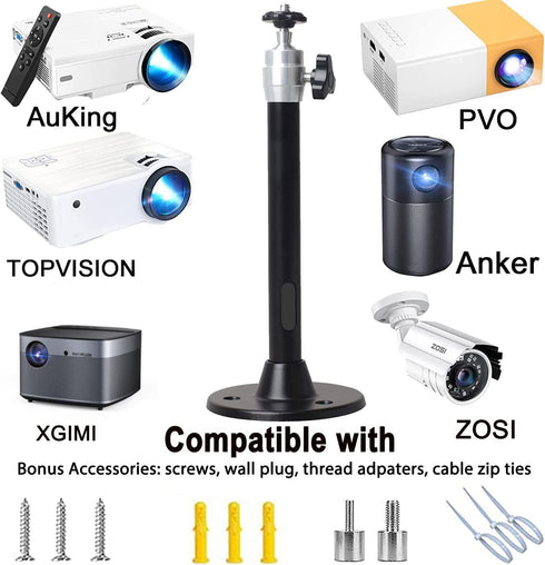 Projector Ceiling Mount - 8.6IN / 22CM Black Mini Projector Wall Mount Compatible with QKK, DR.J, DBPOWER, Anker,