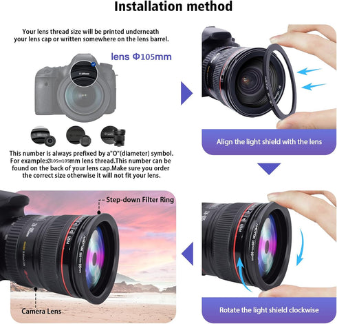 105mm to 95mm Camera Lens Adapter, Step-Down Ring for 95mm Filter Accessories