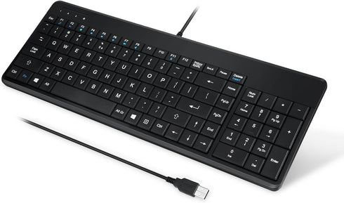 PERIBOARD-220H US Wired Compact USB Keyboard Perixx with 2 Hubs - Black - US English Layout