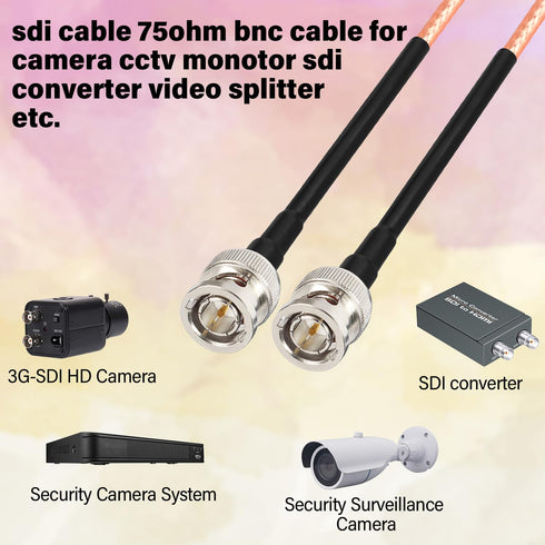 15ft, 3G 75 RG179 4K 1080P XRDS-RF SDI Cable Flexible HD BNC to BNC Video Cable Ohm Extension for Camera Monitor Vedio