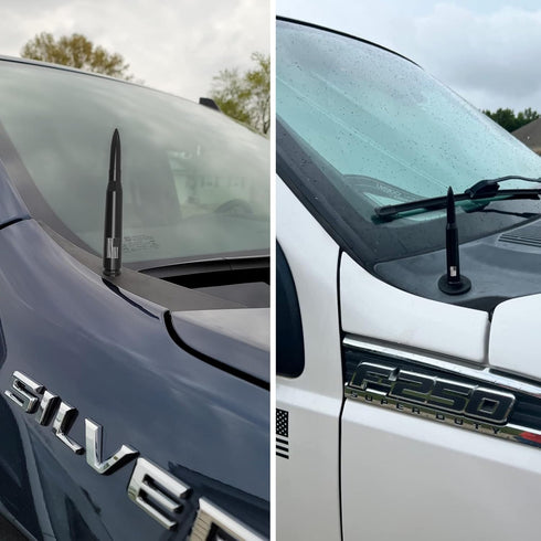 Car Truck Antenna with Tire Valve Caps, American Flag Short Replacement for GMC, Chevy, Ford, and Dodge.