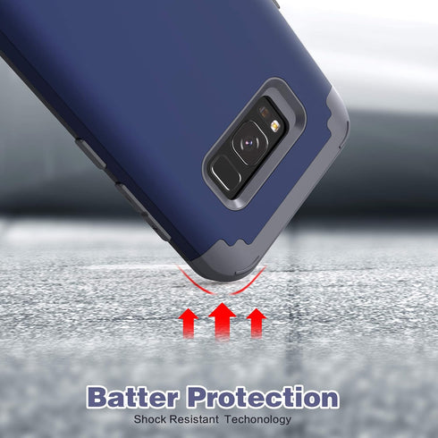 IDweel for Galaxy S8 Case, Blue for Men Guys, 3 in 1 Shockproof Slim Hybrid Heavy Duty Protection Hard PC Cover Soft
