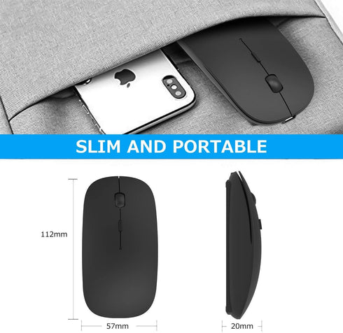 Bluetooth Mouse for iPad Pro iPad Air Rechargeable Bluetooth Wireless Mouse for MacBook pro MacBook Air Mac Laptop Chromebook Windows Laptop Desktop Computer HP PC DELL (Black)
